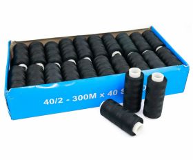 300 Meters Sewing Thread - Sewing Thread 40/2, 300 m, Black (40 spools/box)DorTak