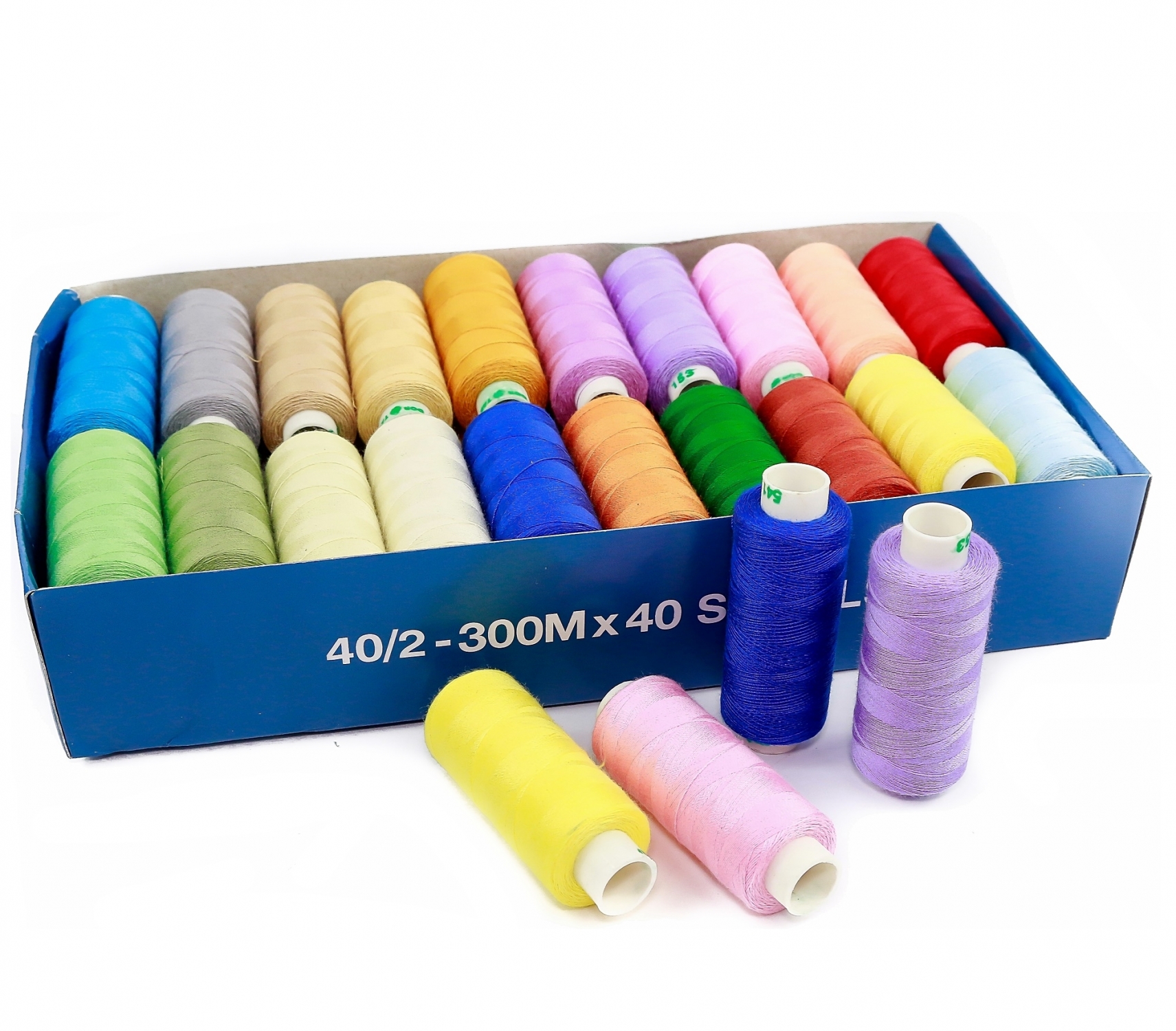 Sewing Thread 40/2, 300 m, Light-Assorted (40 spools/box)DorTak