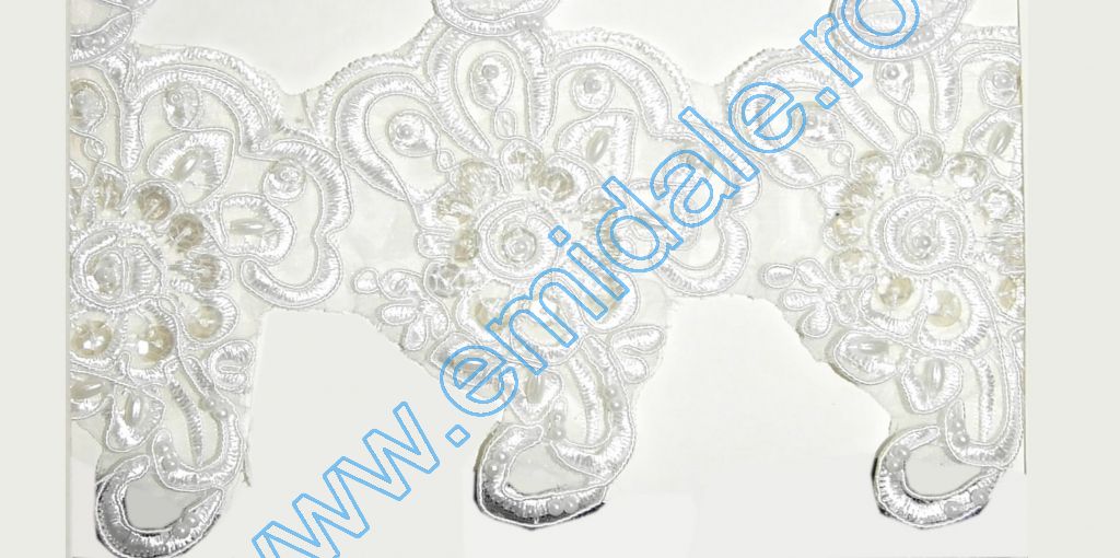 Dantela Brodata cu Perle si Paiete, latime 10 cm (1 metru/rola)Cod: LA0083-2 - 2