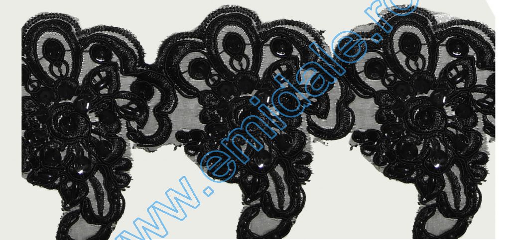 Dantela Brodata cu Perle si Paiete, latime 10 cm (1 metru/rola)Cod: LA0083-2 - 3