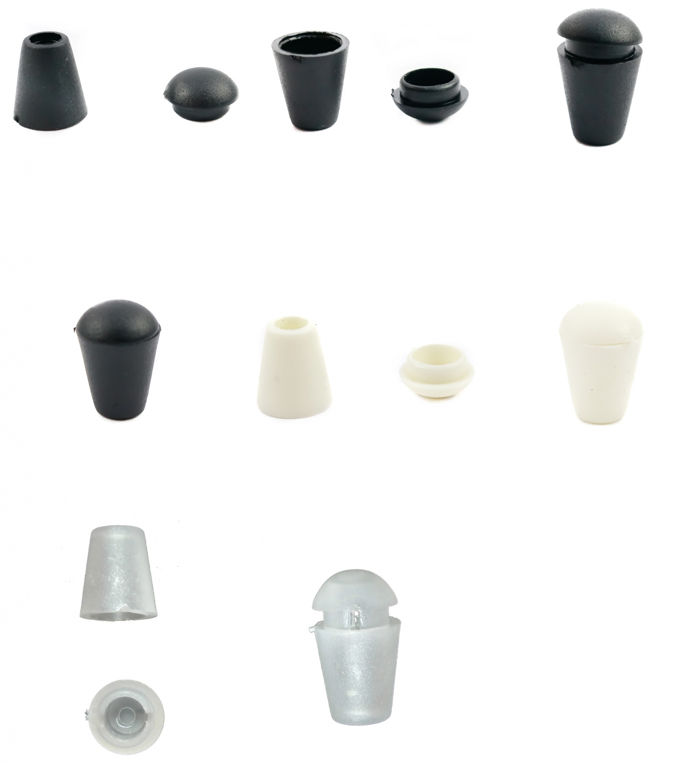 Capete de Snur, Transparent, Alb, Negru (200 bucati/set) Cod: 0305-3646