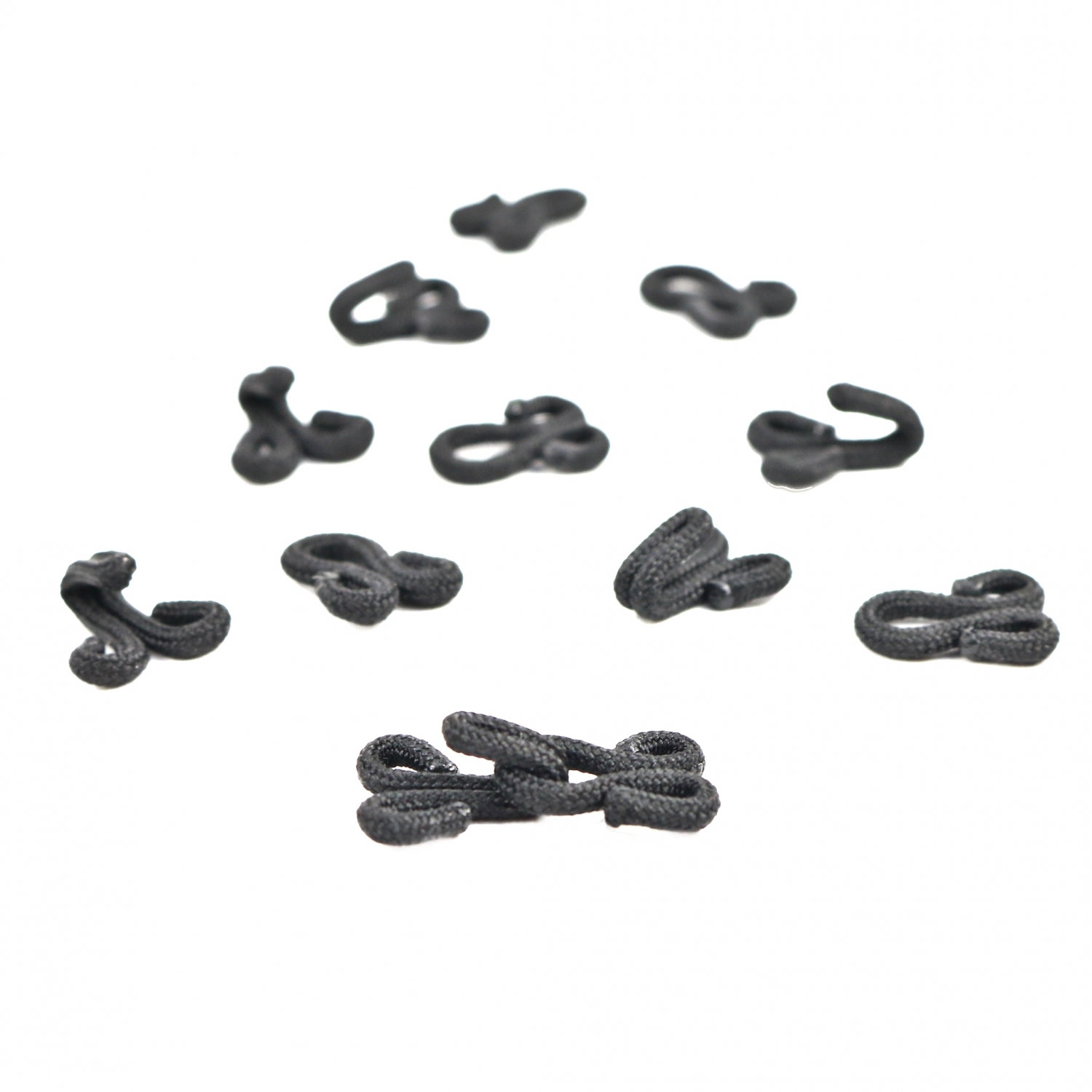 Covered Hook and Eye Clasps, Black, 37 mm (144 sets/pack)Code: 0300-4301