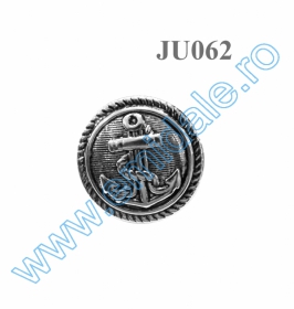 Buttons with Two Holes KOD4397/80 (10 buc/pack) - Plastic Button JU062, Size 24, Silver (100 pcs/pack)