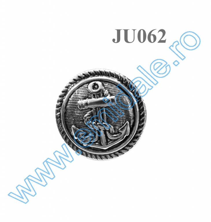 Plastic Button JU062, Size 24, Silver (100 pcs/pack)