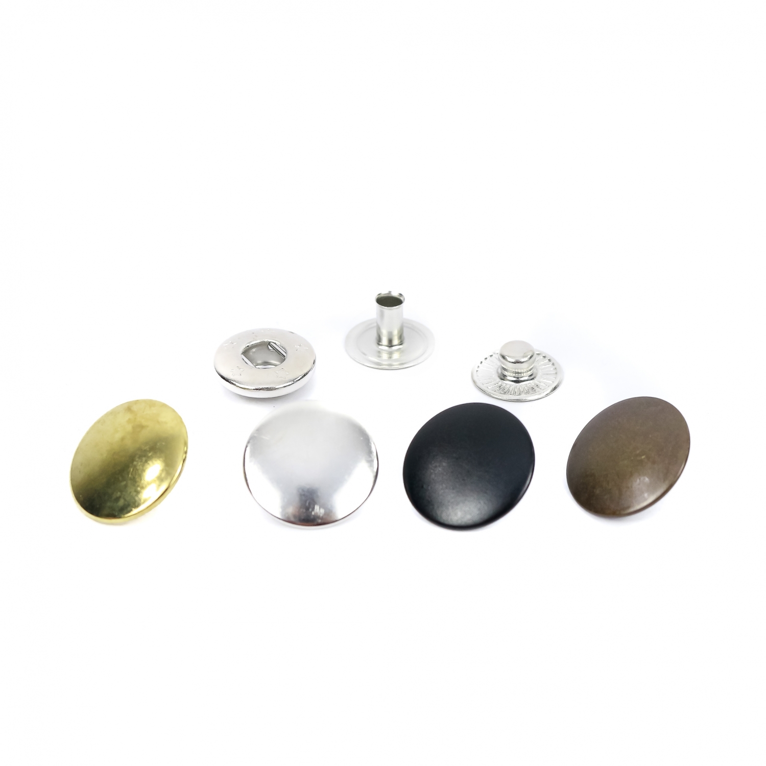 Snap Buttons  S Spring System, 15 mm, Nickel, Antic-brass, Black-oxid, Brass (1000 sets/pack)