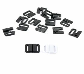 Clothes and Underwear Accessories - Plastic Bra Clasps, 20 mm, White, Black (100 pcs/pack)