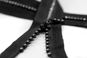 Nylon Zipper - 30 cm Rhinestones Zipper, Color: Black (1 piece)