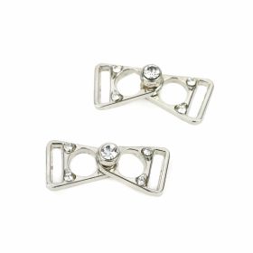 Clips Bretele, 20 mm (10 buc/pachet) - Catarame Metalice cu Strasuri (10 perechi/punga)Cod:N11078