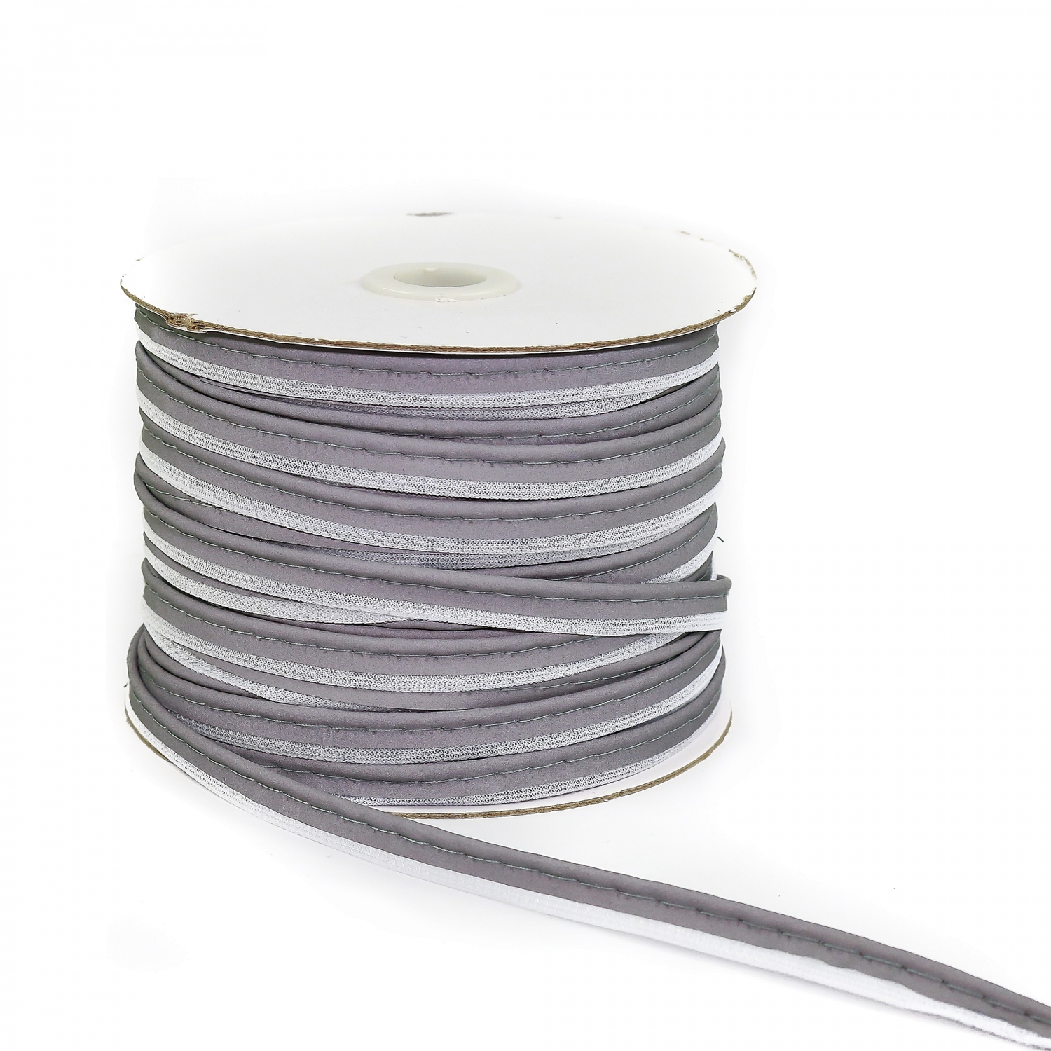 Reflective Piping / Bias Cord Tape, width 10 mm, Grey (65.80 m/roll) 