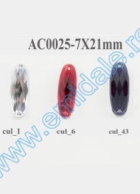 Strasuri de Cusut in Montura Metalica, 6x8 mm (100 buc/punga)Cod: R11784 - Strasuri AC0025, Marime 7x21mm (100 buc/punga)