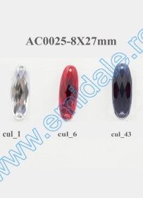 Strasuri de Cusut in Montura Metalica, 6x10 mm (200 buc/punga)Cod: R11782 - Strasuri AC0025, Marime 8x27mm (100 buc/punga)