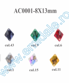 Sew-on Rhinestones - Sew-on Crystals AC0001, Size 8x13 mm (100 pcs/pack)