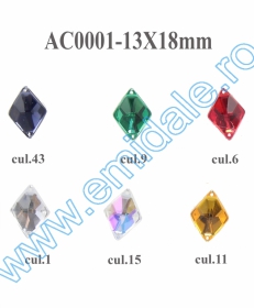 Sew-on Rhinestones - Sew-on Crystals AC0001, Size 13x18 mm (100 pcs/pack)