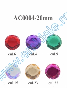 Sewing Plastic Rhinestone, Size: 10 mm (100 pcs/pack)Code: R11640-10mm - Sew-on Crystals AC0004, Size 20 mm (100 pcs/pack)