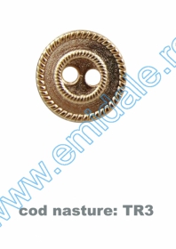 Nasturi Plastic Metalizati cu Picior ART11-92, Marime: 18L (100 bucati/punga) Nasturi cu Doua Gauri TR3/20 (100 buc/pachet)