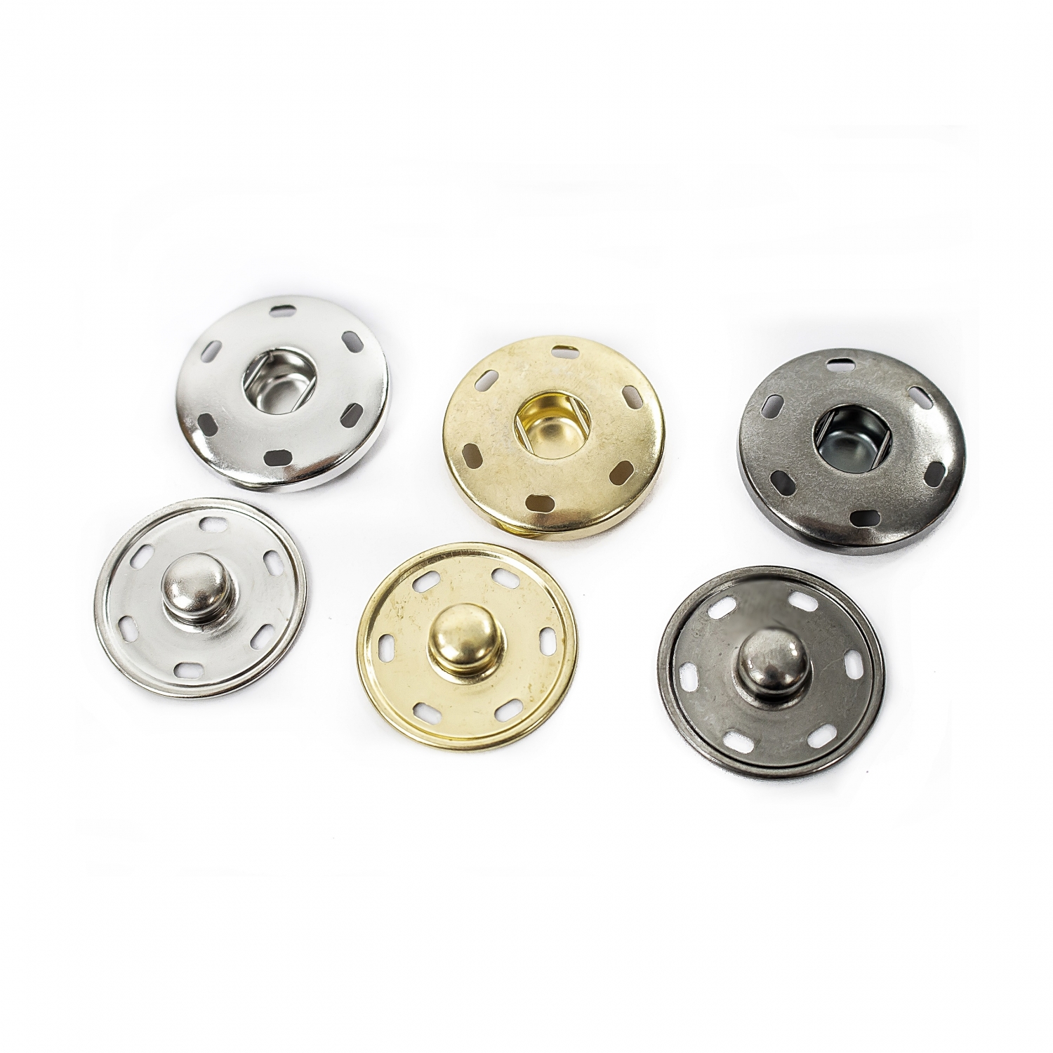 Capse de Cusut din Metal, 23 mm, Gun metal, Auriu, Argintiu (100 perechi/pachet)