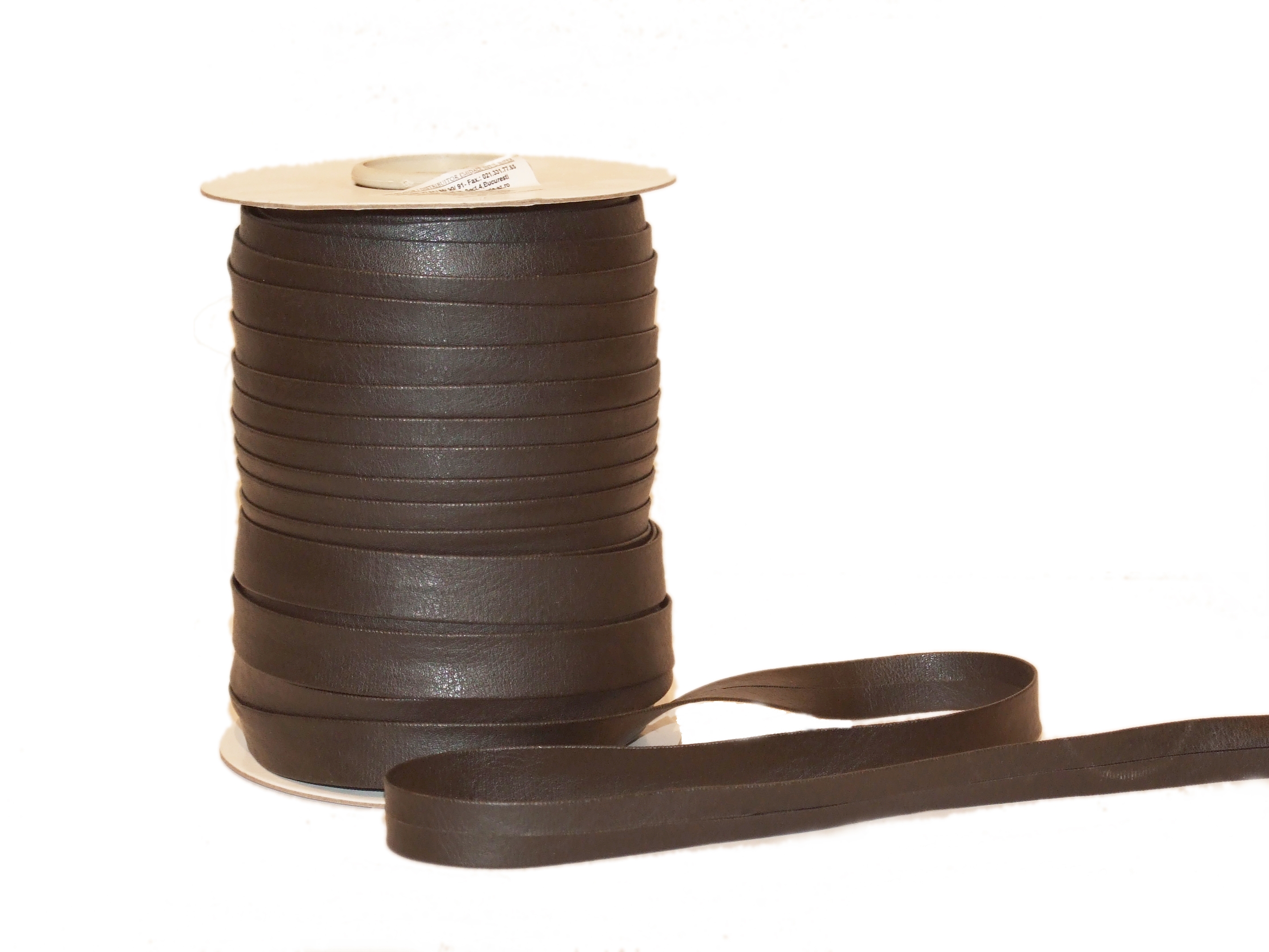 Leather Imitation Bias Cord Tape, width 13 mm, Brown (45 m/roll) 