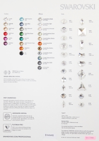 Mostrar Culori, Marimi si Forme Perle Swarovski Elements - Cartela cu Suport Culori Cristale de Cusut Swarovski Elements