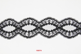 Dantela, latime 85 mm (13,72 m/rola)Cod:0575-3071 - Dantela 10974 (8.9 m/rola) Neagra