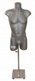 Male Plastic Torso - Men Half Body Mannequin with Stand - Model 2