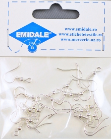 Zale Bijuterii, 4 mm (50 bucati/punga) - Tortite Cercei Simple, Subtiri,  lungime 20 mm (10 bucati/pachet)