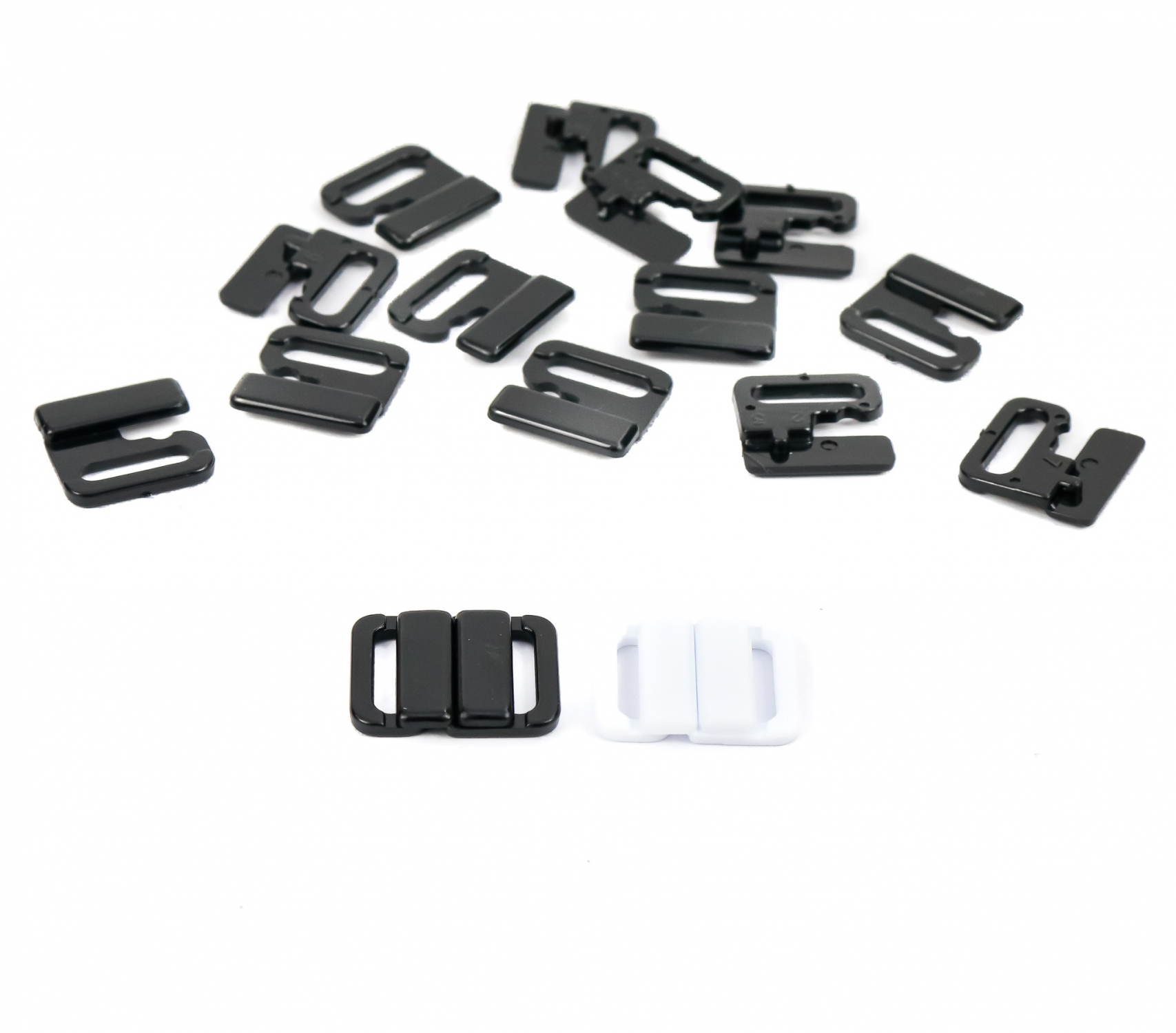 Plastic Clasps for Bra, 15 mm, White, Black  (100 pcs/pack) 21815