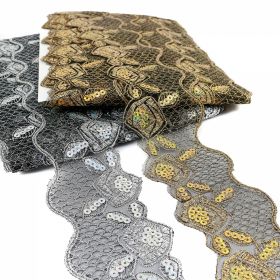 Lace  (13.50 meters/roll) Code: 510516 - Lace with Sequins, width 73 mm (13.75 meters/roll)Code: LA0738