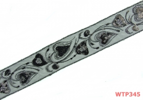 Lace with Sequins, width 45 mm (1 meters/roll)Code: C13015 - Lace with Sequins and Metalic Thread, width 50 mm, Black (1 meters/roll)Code: WTP345