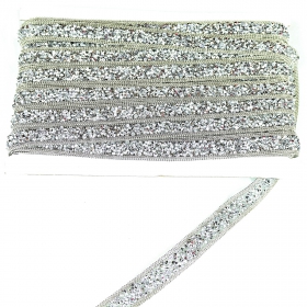 Iron-on Trim/Border with Rhinestones, LA3303 (19,4 yds/roll) - Iron-on Trim/Border with Rhinestones, LA3301 (8.87 m/roll)