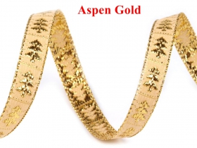 Banda Decorativa Poliester Radu 20 mm ( 100 metri/rola ) Panglică Decorativa cu Lurex , Motiv Brăduți (45 metri/rola) Cod 420687