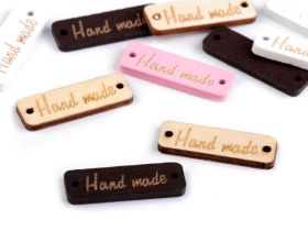 Eco Leather Clothing Label, 15x50 mm (50 pcs/pack) Code: 390598 - Wooden Tag (100 pcs/bag) Code: 750043