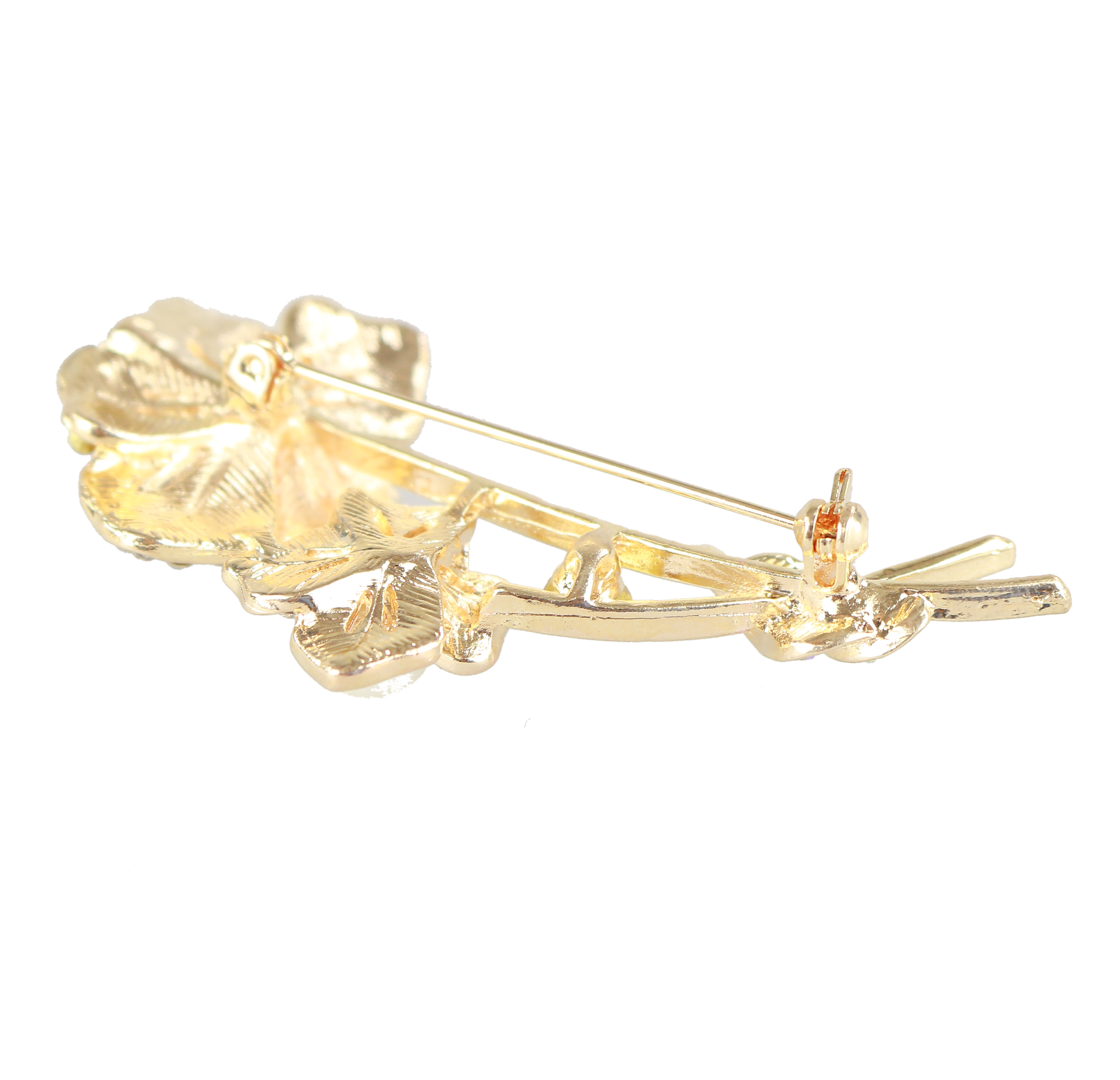 Brosa Decorativa cu Strasuri si Perla, 6x3 cm (6 bucati/pachet), Cod: ME0481 - 2