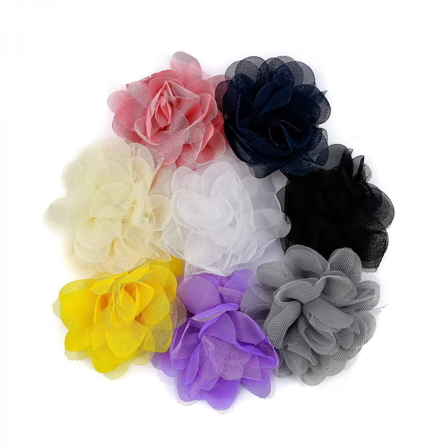 Textile Flower, diameter 8 cm (4 pcs/pack)
