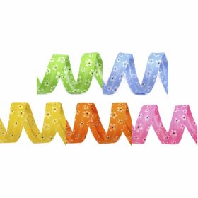 Banda Bias Satinat, Uni, Latime 15 mm (125 metri/rola ) Single Fold Polyester Bias Binding Tape, width 14mm, Flowers, 260857