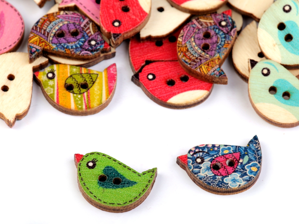 Wooden Decorative Buttons (25 pcs/pack) Model: Bird