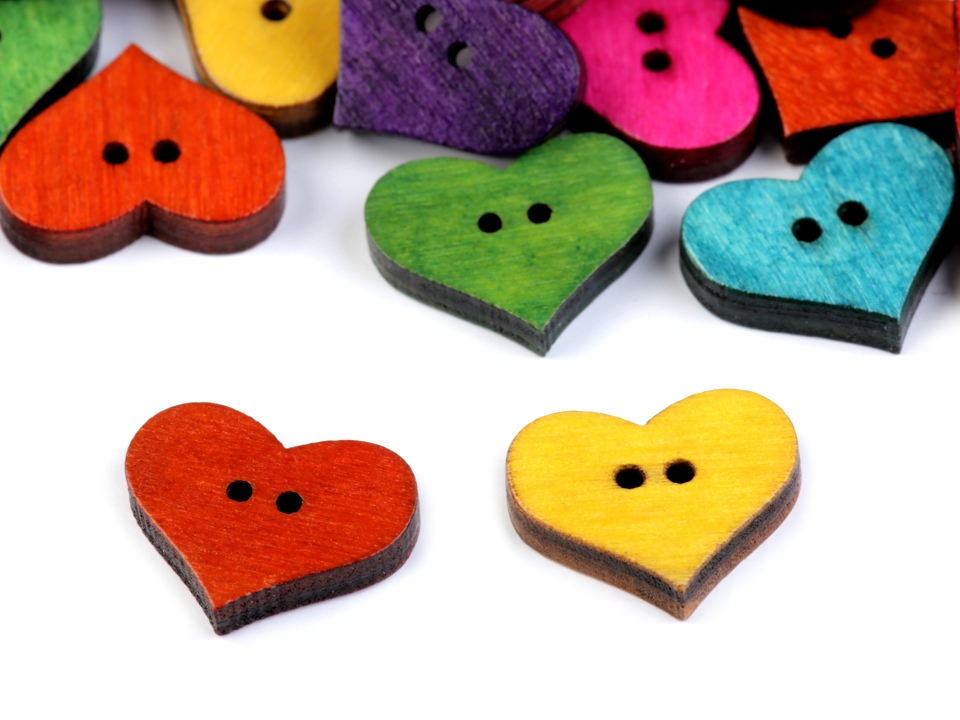 Wooden Decorative Buttons (25 pcs/pack) Model: Heart