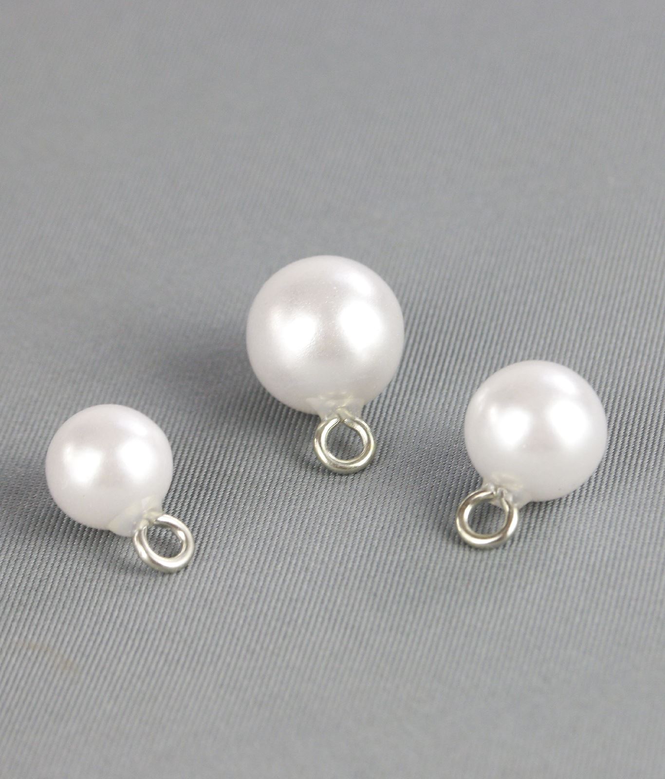 Pearl Buttons with Metallic Loop,  H221/14, Ø9 mm  (100 pcs/pack)