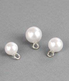 Shirt Buttons  - Pearl Buttons with Metallic Loop, White, Ø10 mm  (100 pcs/pack) Code: H221/16