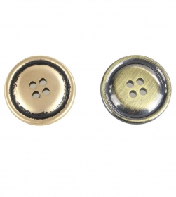 Nasture Plastic Metalizat JU049, Marime 24, Argintiu (100 buc/punga) Nasturi Metalizati cu Patru Gauri S558/24 (100 buc/pachet)