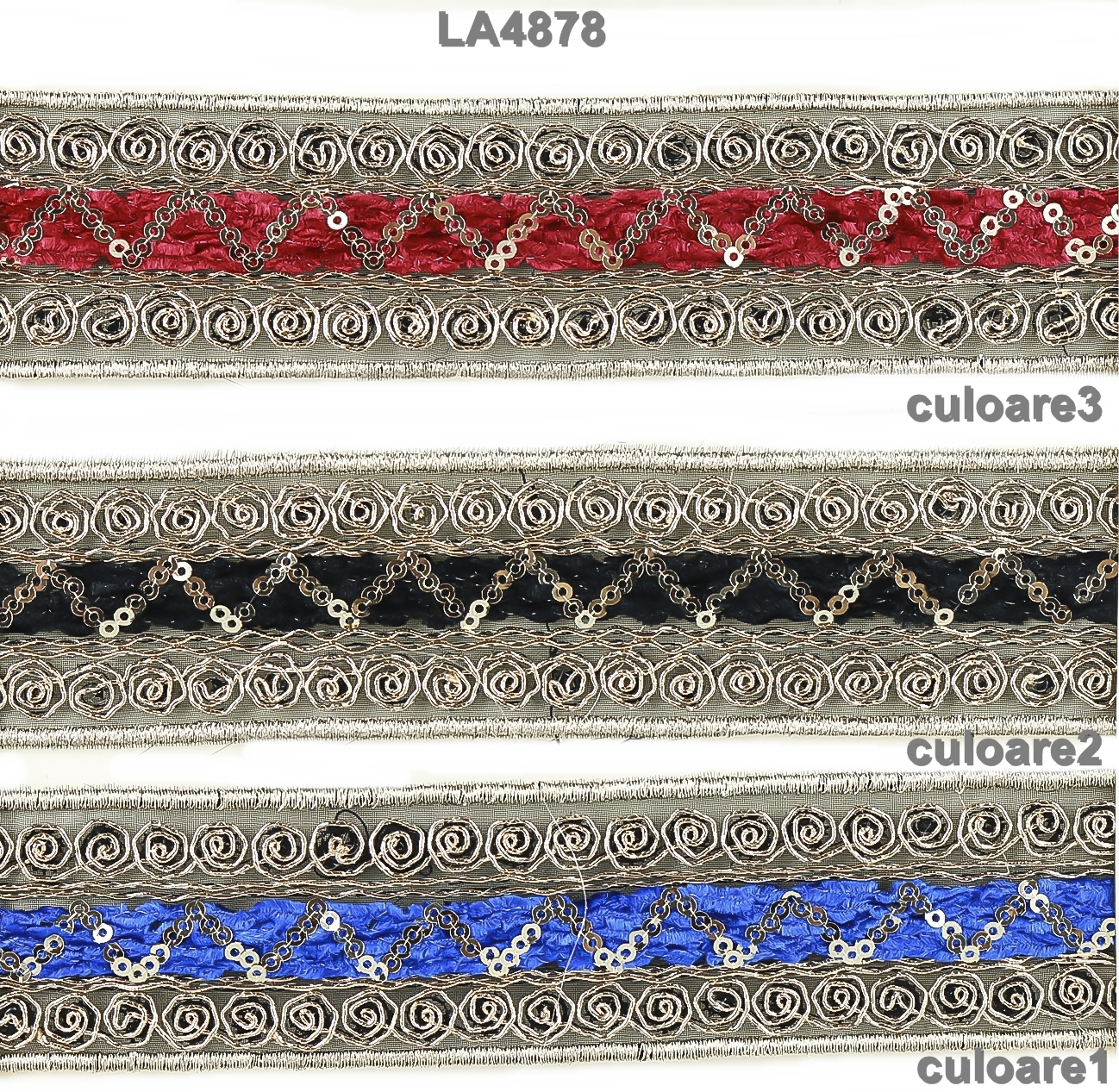 Trim/Border with Metallic Thread, 40 mm (13.716 m/roll) Code: LA4878