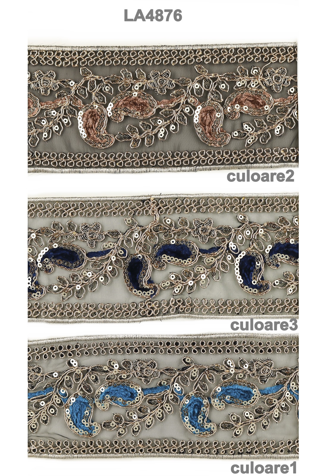 Trim/Border with Metallic Thread, 75 mm (13.716 m/roll) Code: LA4876