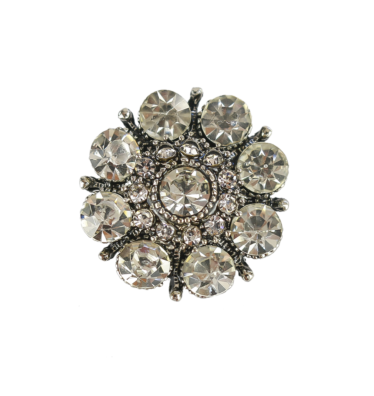 Metal Shank Buttons with Rhinestones, 25 mm (10 pcs/pack) Code: N19210
