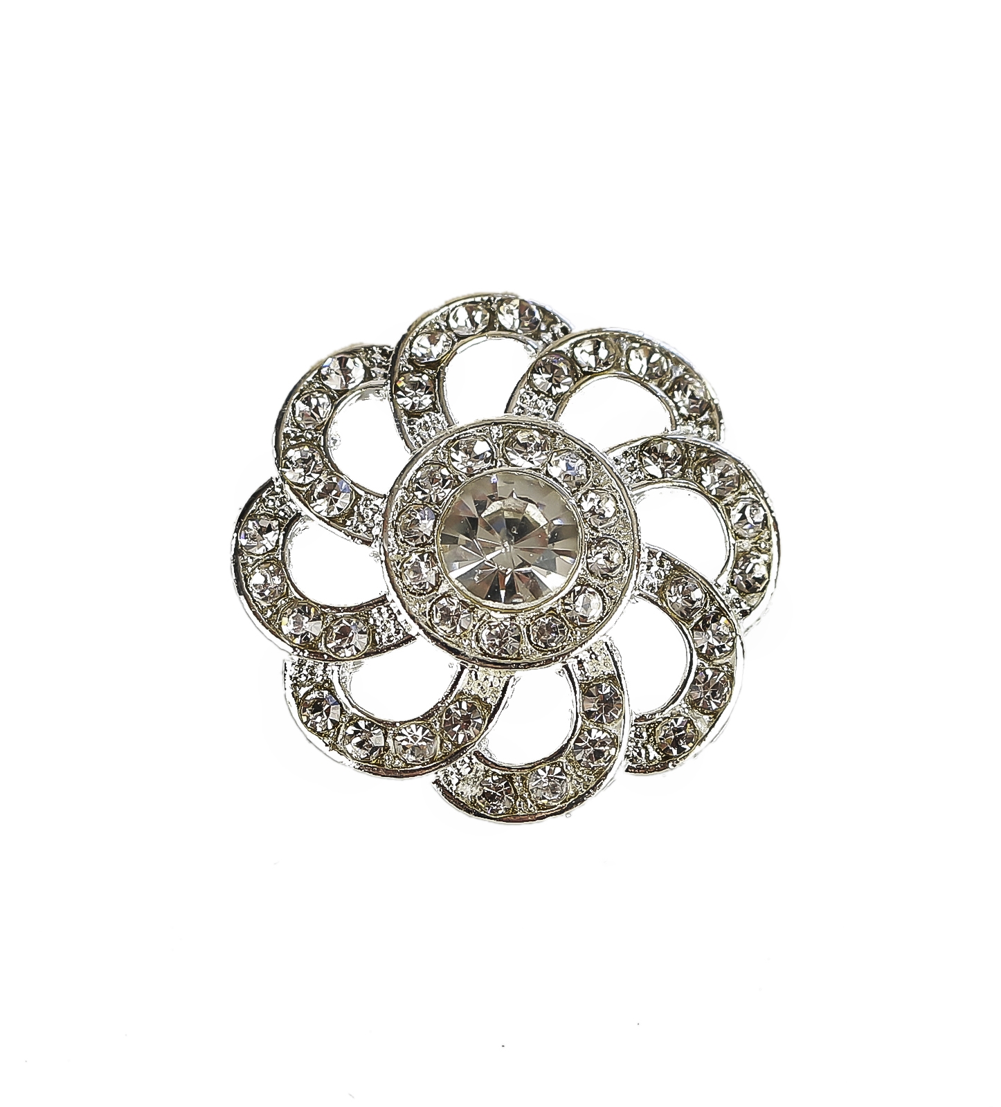 Metal Shank Buttons with Rhinestones, 25 mm (10 pcs/pack) Code: N19329