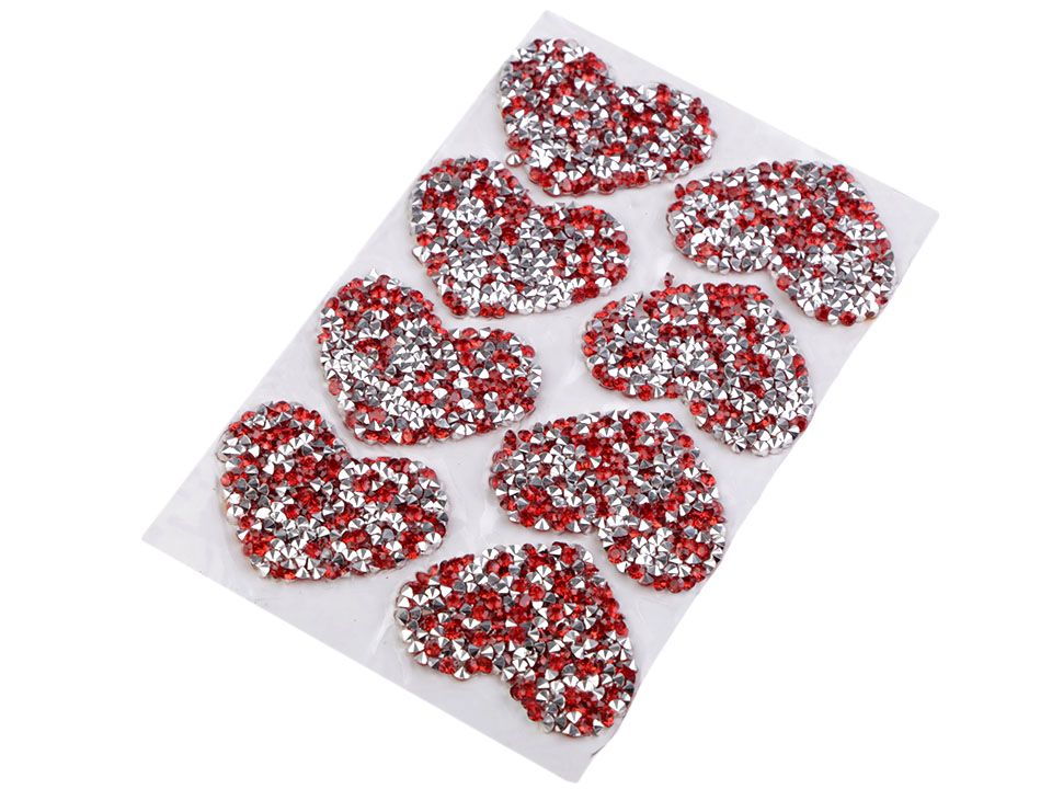 Embleme Termoadezive, Inima cu Strasuri (10 bucati/pachet) Cod: 390690 - 9