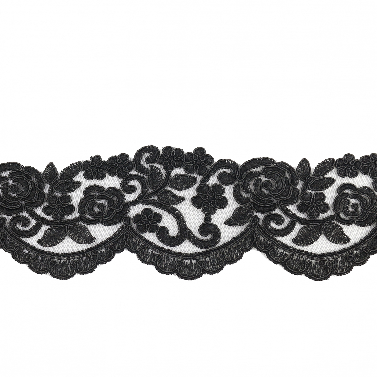 Border Lace Embroidered Trim Tulle, 75 mm (1 m/roll) Code: 11624