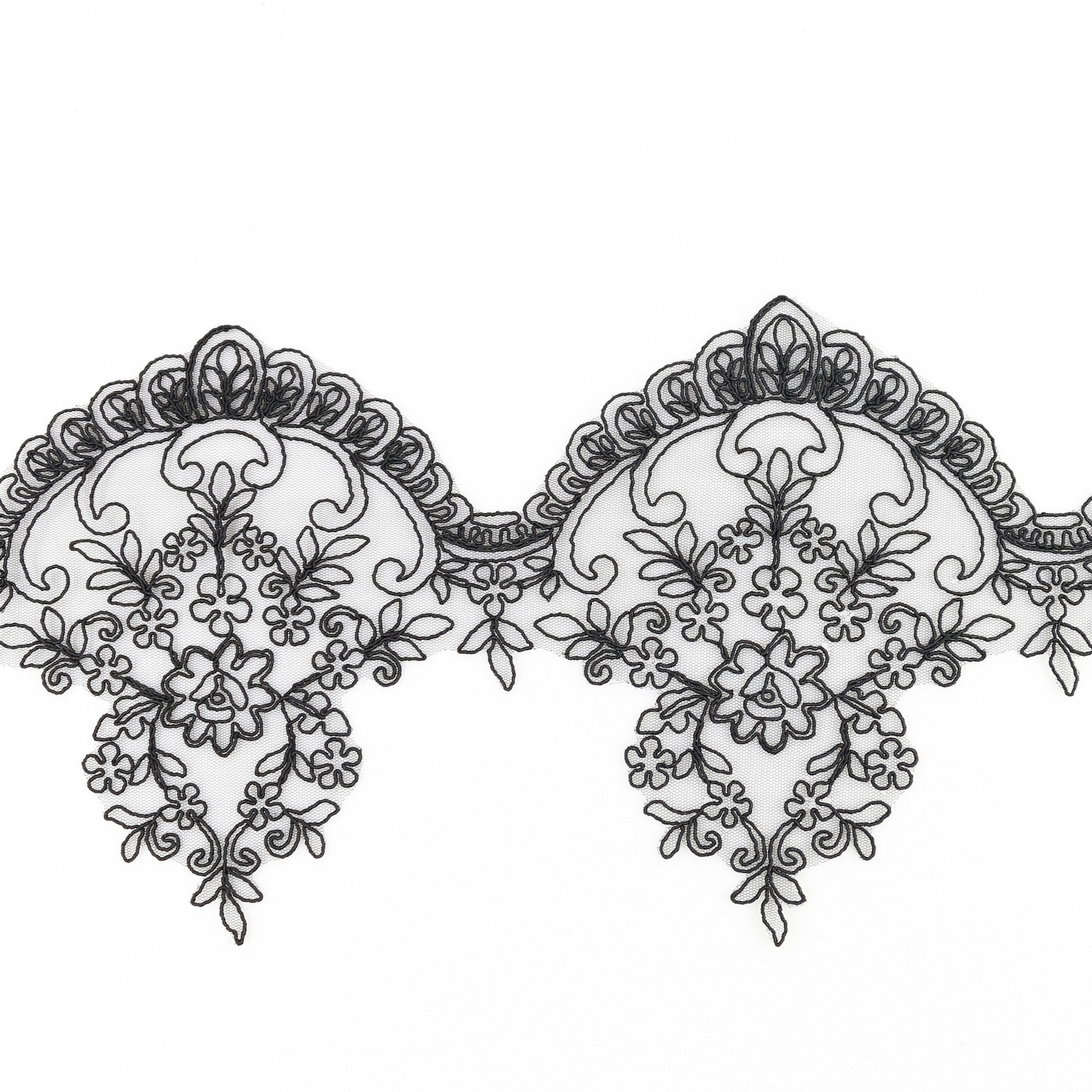 Border Lace Embroidered Trim Tulle, 185 mm (1 m/roll) Code: 13492