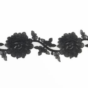 9 lei + tva/metru - Banda Dantela Brodata, 75 mm, Negru (1 metru/rola) Cod: 11246