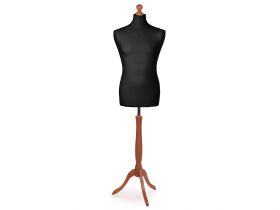 Adjustable Tailoring Mannequin, Man, Size 44 - 54 - Tailoring Polyurethane Bust, Man, Size: 48-50, Ecru, Black