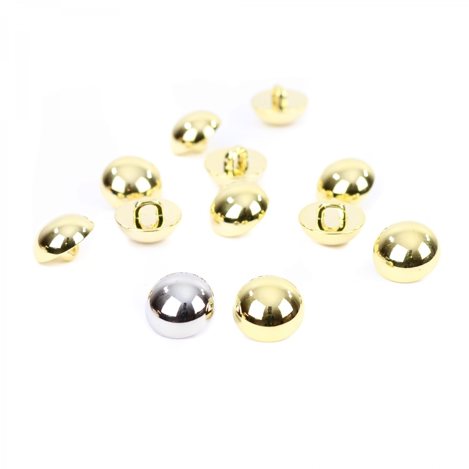 Plastic Metallize Shank Buttons, 11 mm (100 pcs/pack) Code: 2614 