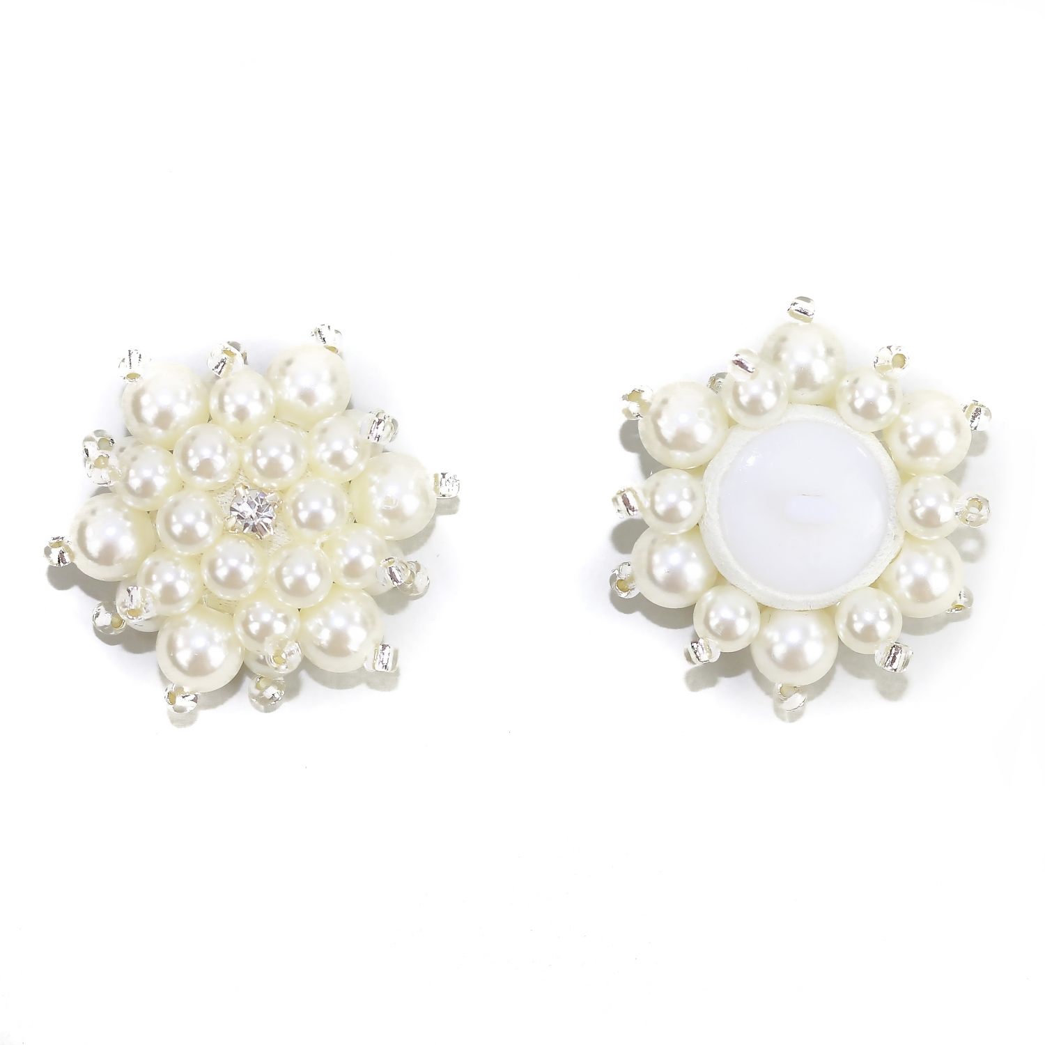 Shank Buttons with Pearls and Beads, 4 cm, Cream (10 pcs/pack) Code: BT0833
